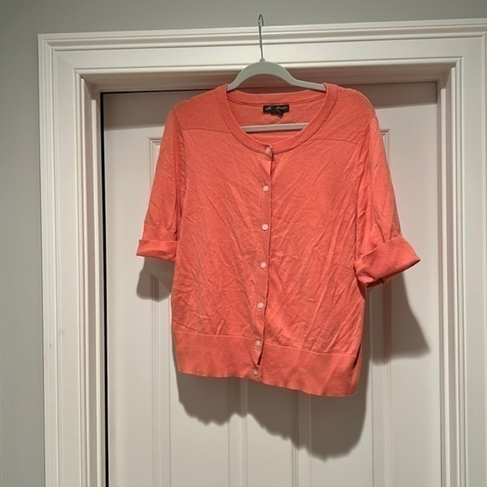 Eddie Bauer short sleeve peach cardigan size large